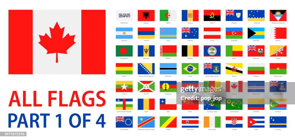 Banderas del Mundo - Iconos planos rectangulares vectoriales de banderas nacionales - Parte 1 de 4