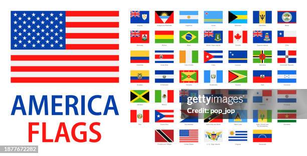 illustrations, cliparts, dessins animés et icônes de amérique tous les drapeaux - icônes plates rectangulaires vectorielles de drapeaux nationaux - drapeau argentin