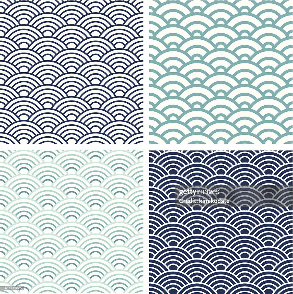 Japonais Seigaiha motif sans couture set