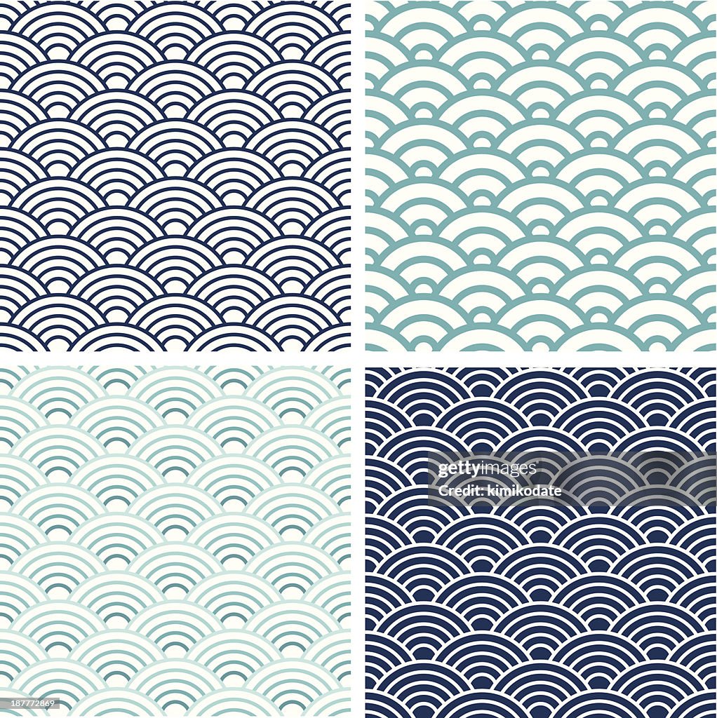 Japanese Seigaiha seamless pattern set