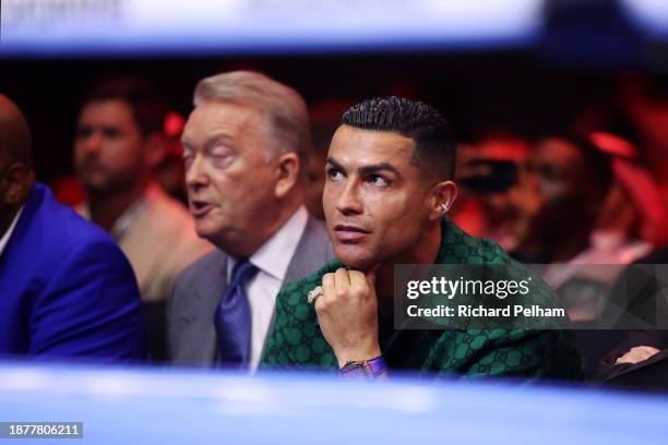 Cristiano Ronaldo, football player of Al Nassr, looks on during the Day of Reckoning: Fight Night at Kingdom Arena on December 23, 2023 in Riyadh,...