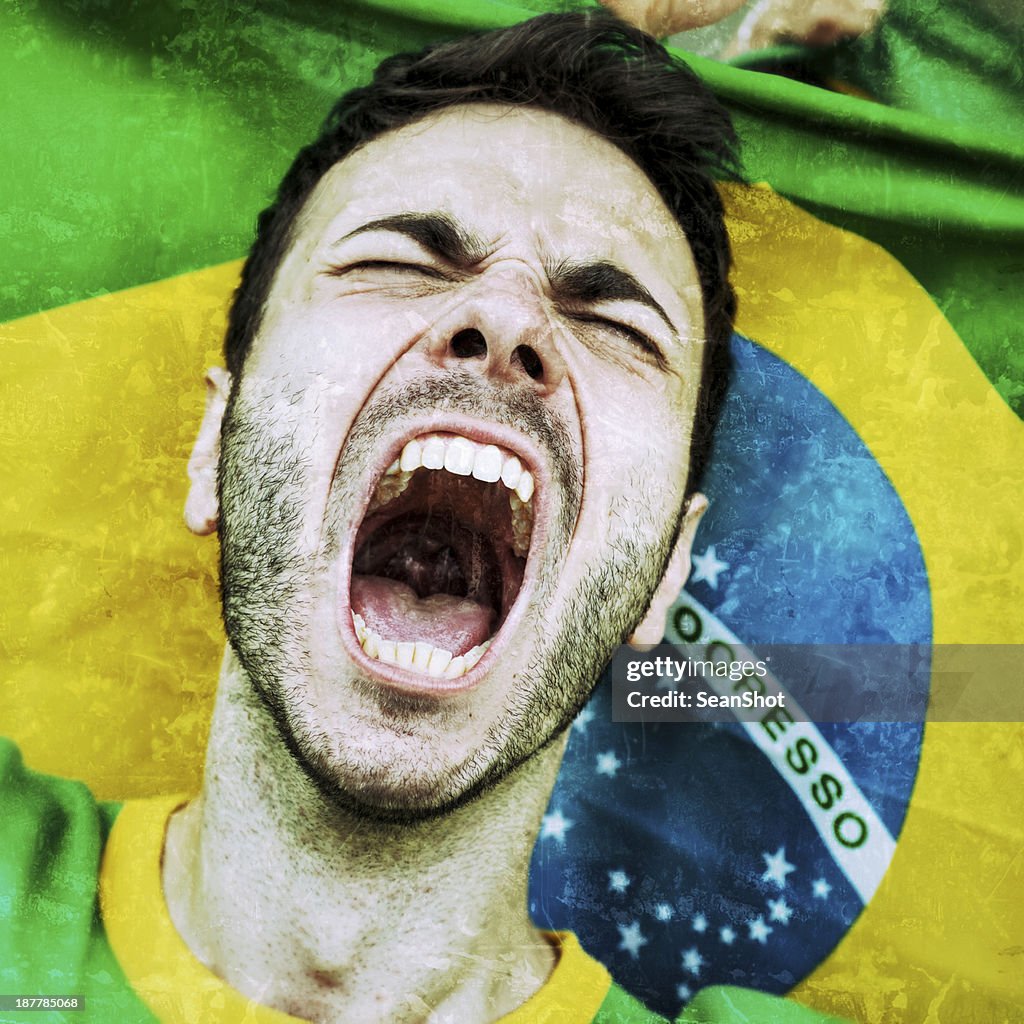 Apoiantes no estádio. Furioso Fã Brasileiro