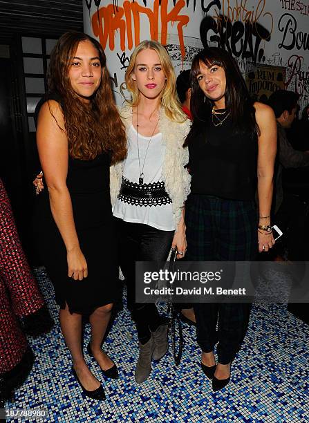 Miquita Oliver, Mary Charteris and Willa Keswick attend the first anniversary party of Sushi Samba at Sushi Samba on November 12, 2013 in London,...