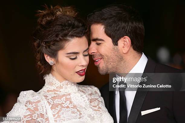 Actress Lorenza Izzo and director Eli Roth attend 'The Green Inferno' Premiere during The 8th Rome Film Festival at Auditorium Parco Della Musica on...