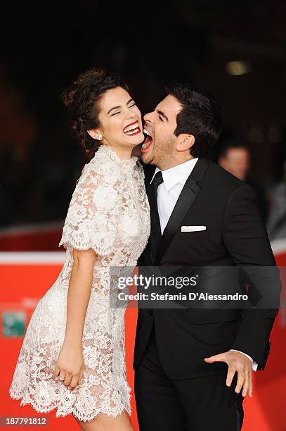 Actress Lorenza Izzo and Eli Roth attend 'The Green Inferno' Premiere during The 8th Rome Film Festival on November 12, 2013 in Rome, Italy.