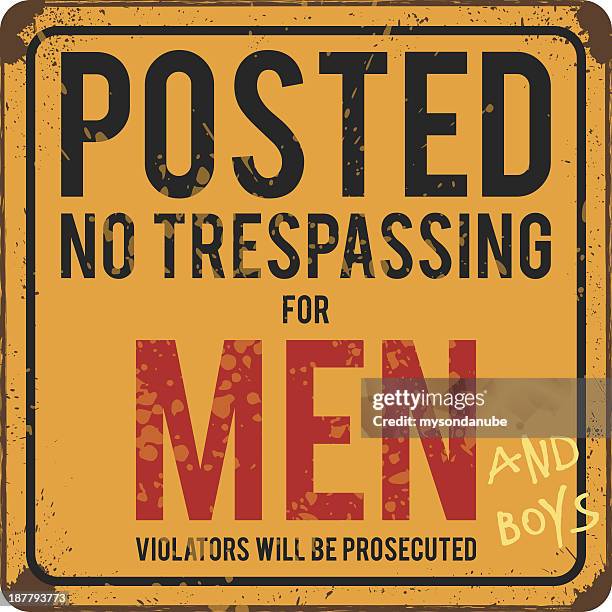humor tin sign - no tresspassing sign stock illustrations