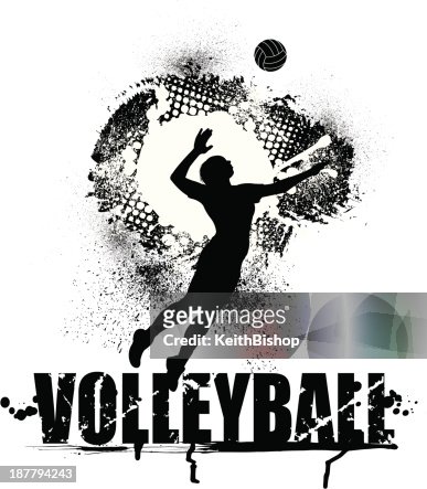 Volleyball Serve Grunge Graphic Female High-Res Vector Graphic - Getty ...