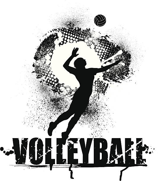 volleyball serve grunge graphic - female - girls volleyball stock illustrations