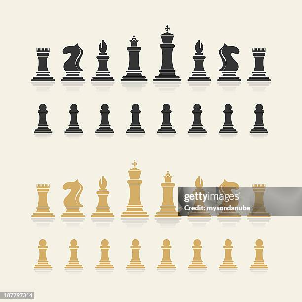 vector chessmen set - bishop chess piece stock illustrations