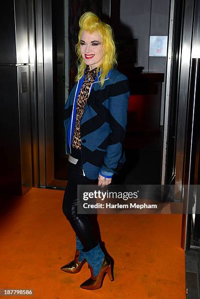 Pam Hogg sighted arriving at Sushi Samba, The Heron Tower on November 12, 2013 in London, England.