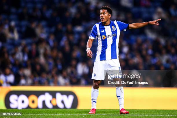 Danny Namaso of FC Porto gestures during the Portuguese Cup match between FC Porto and Leixoes SC at Estadio do Dragao on December 23, 2023 in Porto,...