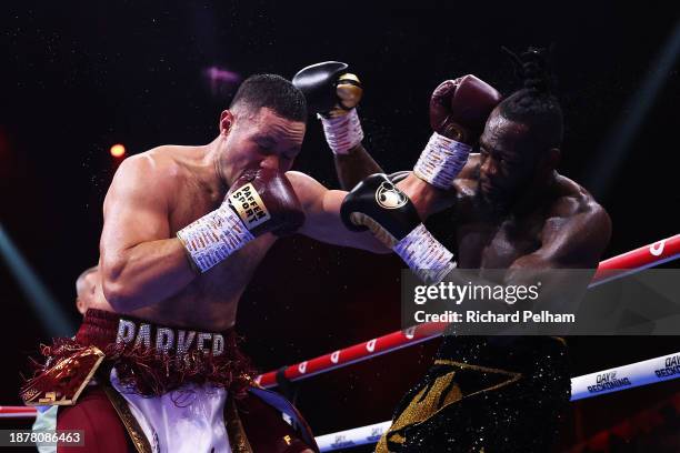 Deontay Wilder and Joseph Parker exchange punches during the WBC International & WBO Intercontinental Heavyweight title fight between Deontay Wilder...