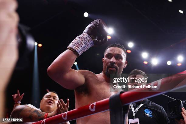 Joseph Parker reacts following the WBC International & WBO Intercontinental Heavyweight title fight between Deontay Wilder and Joseph Parker during...