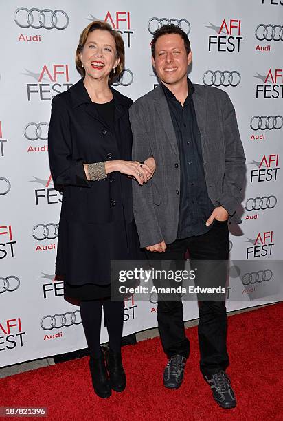 Actress Annette Bening and director Arie Posin arrive at the AFI FEST 2013 Presented By Audi - Spotlight On Annette Bening event at the Egyptian...