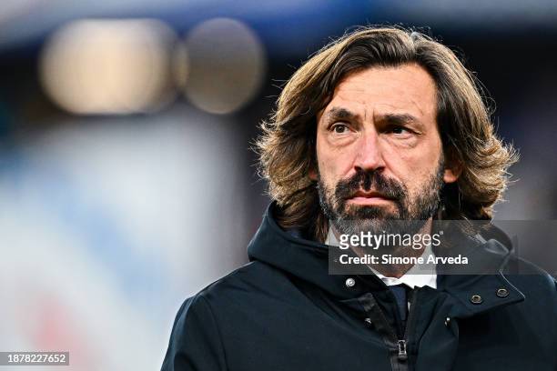 Andrea Pirlo, head coach of Sampdoria, looks on as he enters the pitch prior to kick-off in the Serie B match between UC Sampdoria and Ssc Bari at...