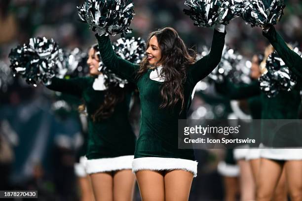 Philadelphia Eagles cheerleaders perform during the game between the New York Giants and Philadelphia Eagles on December 25, 2023 at Lincoln...