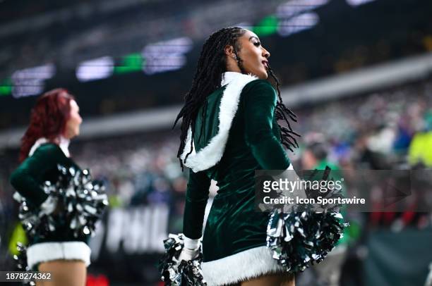 Philadelphia Eagles cheerleaders perform during the game between the New York Giants and Philadelphia Eagles on December 25, 2023 at Lincoln...