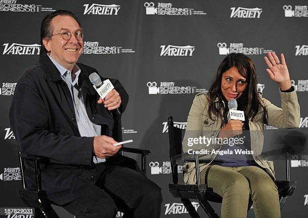 Variety's Steven Gaydos and director Haifaa Al-Mansour attend the 2013 Variety Screening Series Presents Sony Pictures Classics' "Wadjda" at ArcLight...