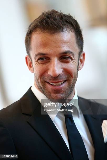 Alessandro Del Piero of Sydney FC arrives at the 2013 Australian Football Awards at Sydney Convention & Exhibition Centre on November 13, 2013 in...