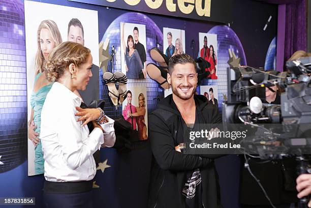 After being eliminated from "Dancing with the Stars" Elizabeth Berkley Lauren and Val Chmerkovskiy appear on "Good Morning America," 11/12/13, airing...