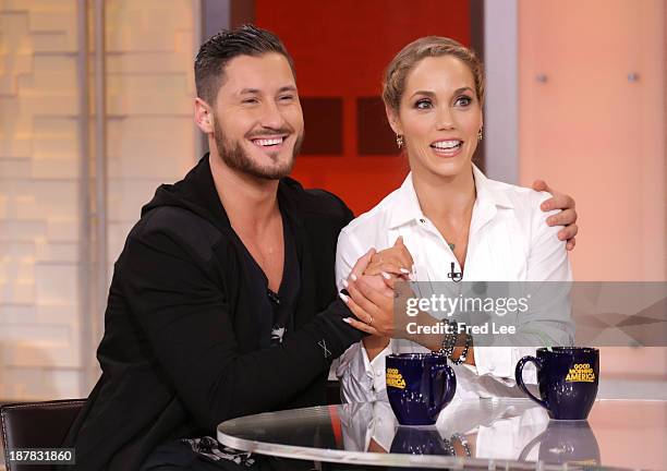 After being eliminated from "Dancing with the Stars" Elizabeth Berkley Lauren and Val Chmerkovskiy appear on "Good Morning America," 11/12/13, airing...