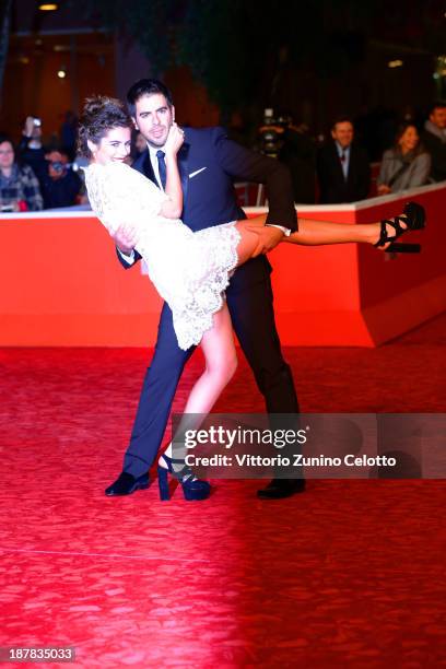 Actress Lorenza Izzo and director Eli Roth attend 'The Green Inferno' Premiere during The 8th Rome Film Festival at Auditorium Parco Della Musica on...