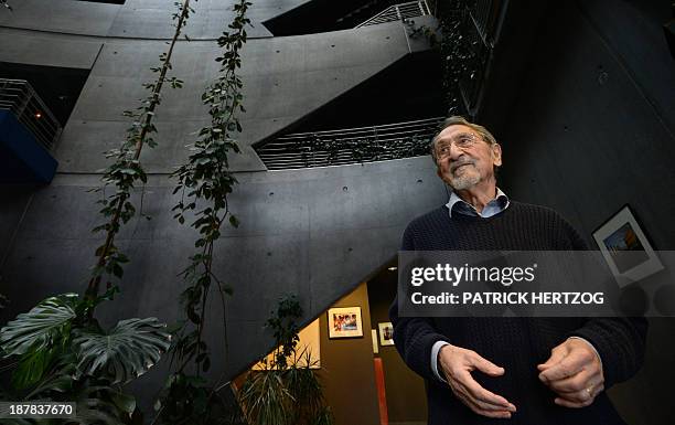 Austrian professor Martin Karplus arrives to give a press conference at Strasbourg's University, on November 13, 2013. Director of the Biophysical...