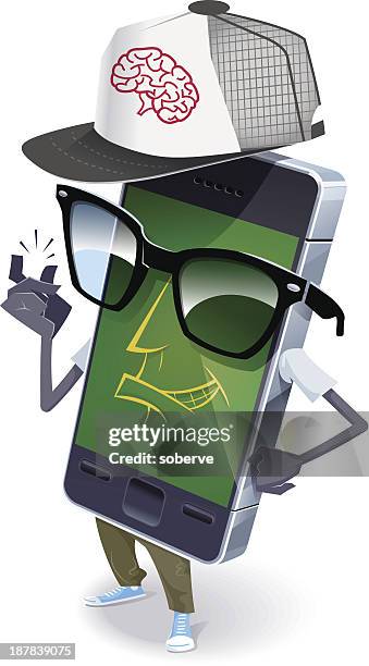 nerd phone - horn rimmed glasses stock illustrations stock illustrations