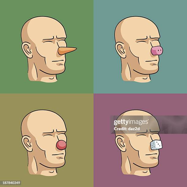 four noses - squinting stock illustrations