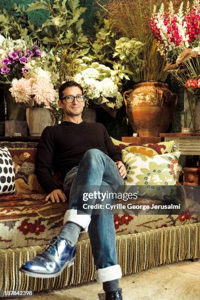 Florist Rambert Rigaud is photographed for AD Magazine on September 17, 2013 in Paris, France.