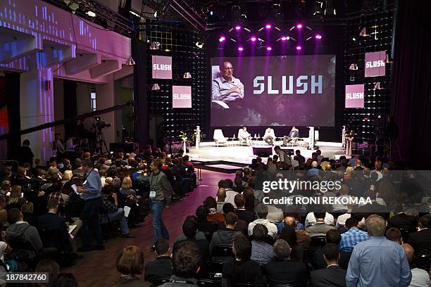 General view shows people attending the Slush startup conference in Helsinki, on November 13, 2013. Slush is a conference bringing together the...