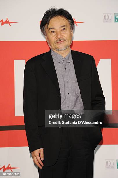 Director Kiyoshi Kurosawa attends the 'Seventh Code' Photocall during the 8th Rome Film Festival at the Auditorium Parco Della Musica on November 13,...