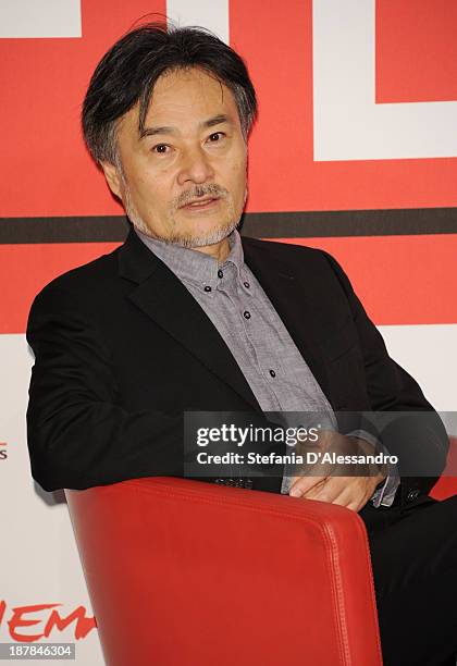 Director Kiyoshi Kurosawa attends the 'Seventh Code' Photocall during the 8th Rome Film Festival at the Auditorium Parco Della Musica on November 13,...