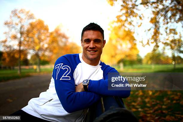 Dan Carter of the New Zealand All Blacks poses during a portrait session in Hyde Park on November 13, 2013 in London, England.