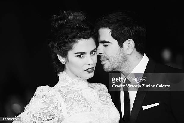 Actress Lorenza Izzo and director Eli Roth attend 'The Green Inferno' Premiere during The 8th Rome Film Festival at Auditorium Parco Della Musica on...