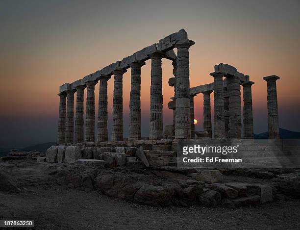 temple of poseidon, sounion, greece - ancient greece stock pictures, royalty-free photos & images