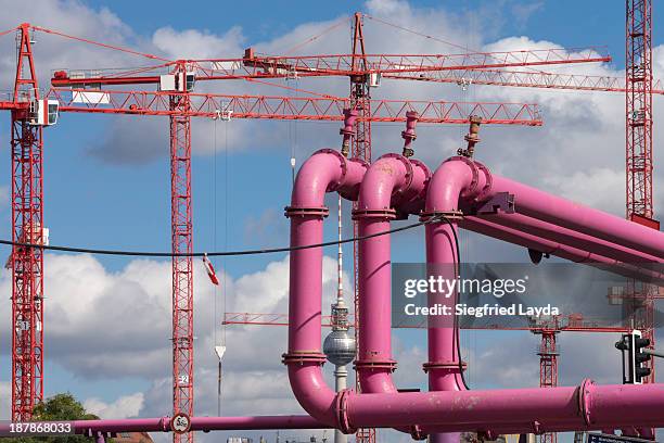 construction site - pink tube stock pictures, royalty-free photos & images