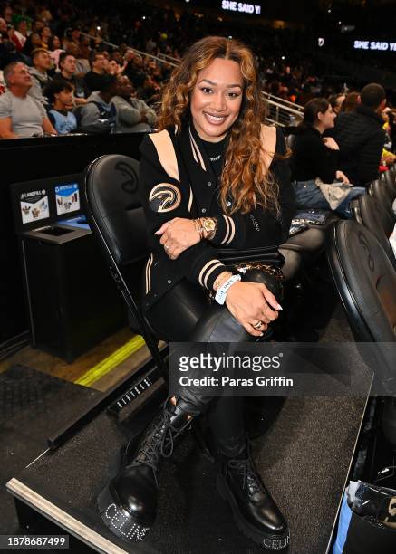 Actress Crystal Renee Hayslett attends the game between Memphis Grizzlies and the Atlanta Hawks at State Farm Arena on December 23, 2023 in Atlanta,...