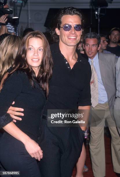 Actor Antonio Sabato, Jr. And girlfriend Kristin Rossetti attend the "Hollow Man" Westwood Premiere on August 2, 2000 at the Mann Village Theatre in...