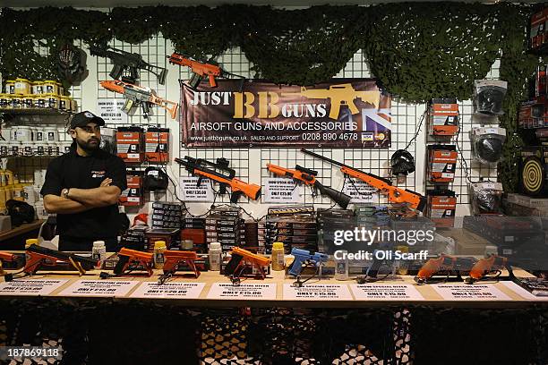 Stall sells BB guns at the 'Ideal Home Show at Christmas' on November 13, 2013 in London, England. Over 80,000 visitors are expected to attend the 5...