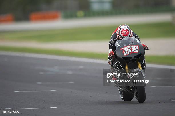 Nicky Hayden of USA and Power Electronics Aspar heads down a straight during day 3 of MotoGP tests at Ricardo Tormo Circuit on November 13, 2013 in...