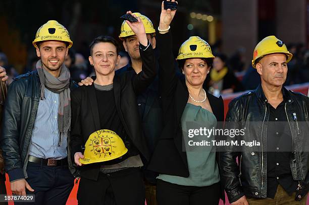 Director Valentina Pedicini and cast attend 'Dal Profondo' Premiere during The 8th Rome Film Festival at Auditorium Parco Della Musica on November...