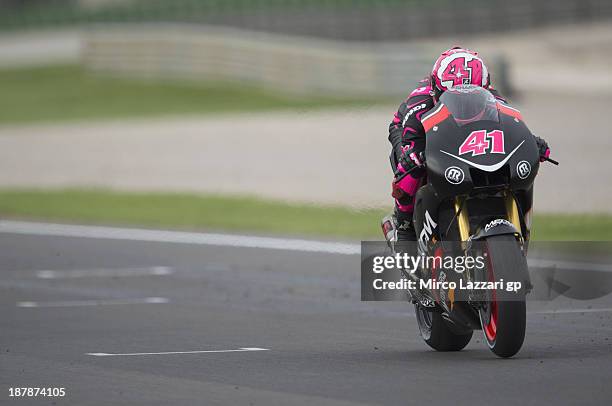 Aleix Espargaro of Spain and NGM Mobile Forward Racing heads down a straight during day 3 of MotoGP tests at Ricardo Tormo Circuit on November 13,...