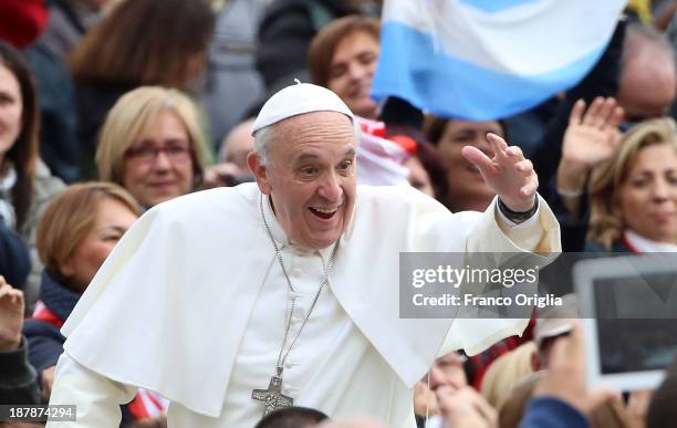 Pope Francis holds his weekly audience in St. Peter's Square on November 13, 2013 in Vatican City, Vatican. During the General Audience the Pontiff...