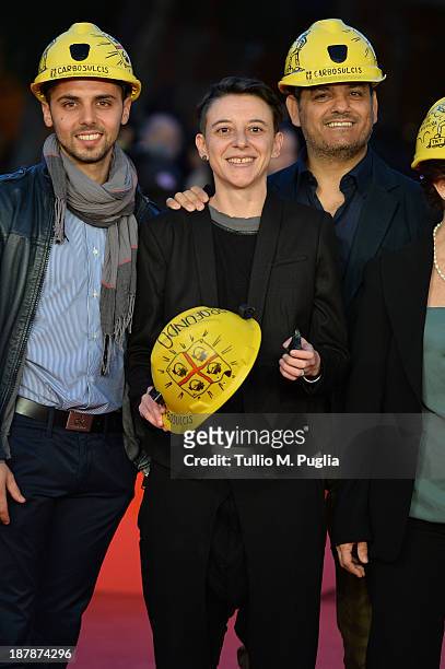 Director Valentina Pedicini and cast attend 'Dal Profondo' Premiere during The 8th Rome Film Festival at Auditorium Parco Della Musica on November...
