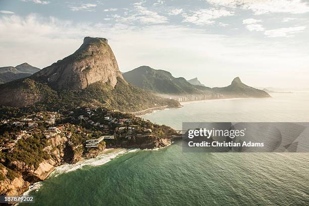 sunny view of barra tijuca and sao conrado - sao conrado beach stock pictures, royalty-free photos & images