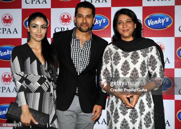 Nin Dusanj, Aftab Shivdasani and Priya Dutt attend the Neetu Chandras play Umrao on October 11, 2014 in Mumbai, India.