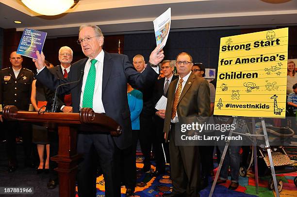 Senate Health, Education, Labor and Pensions Committee chairman Tom Harkin speaks at the Strong Start for America's Children bill introduction at the...