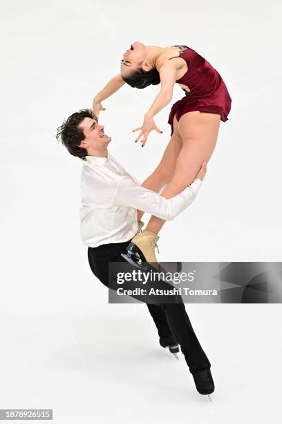 Misato Komatsubara and Takeru Komatsubara compete in the Ice Dance Free Dance during day four of the 92nd All Japan Figure Skating Championships at...