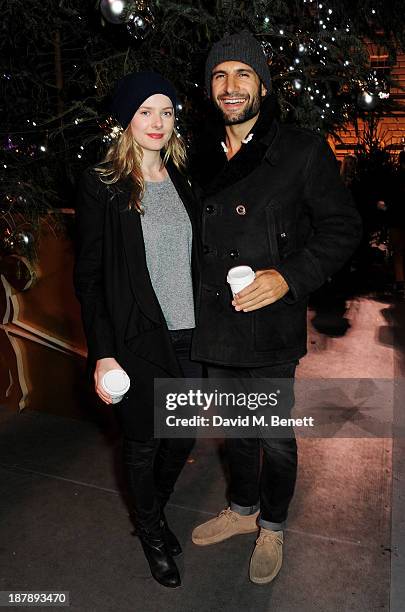Rachel Hurd Wood and Kayvan Novak attend the VIP launch of 'Coach Presents Skate' at Somerset House on November 13, 2013 in London, England.